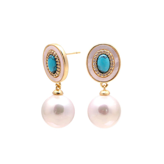 Turquoise & Pearl Oval Drops