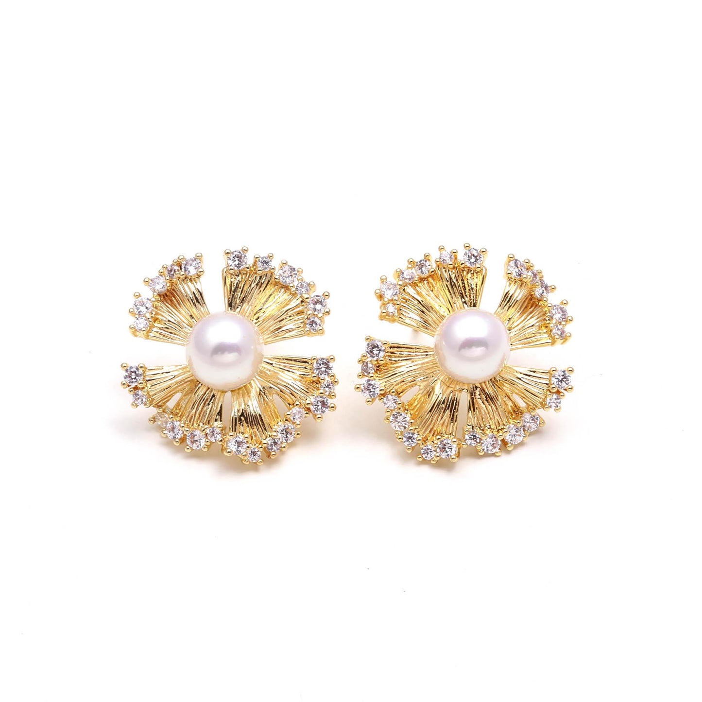 Sunburst Textured Pearl Studs