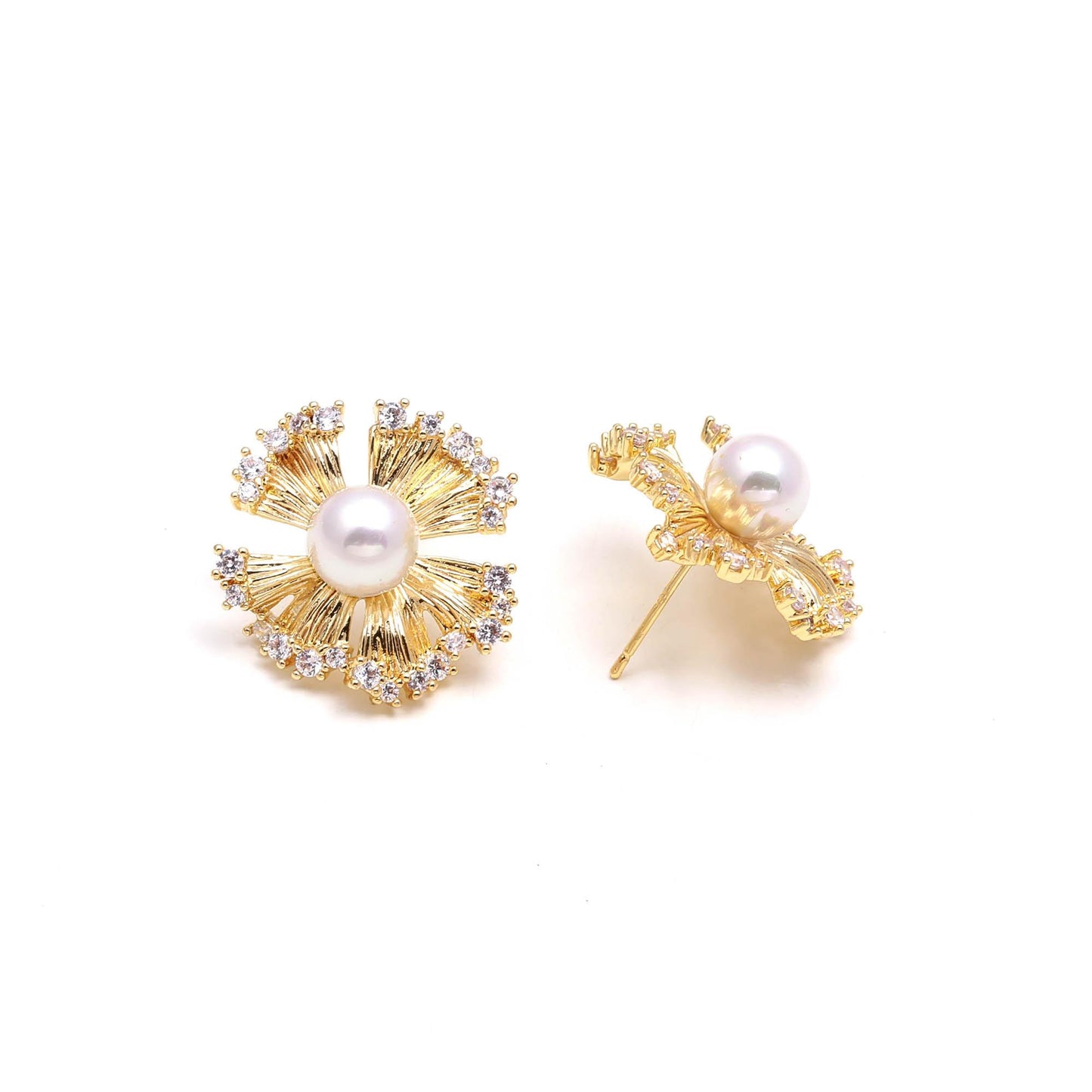 Sunburst Textured Pearl Studs