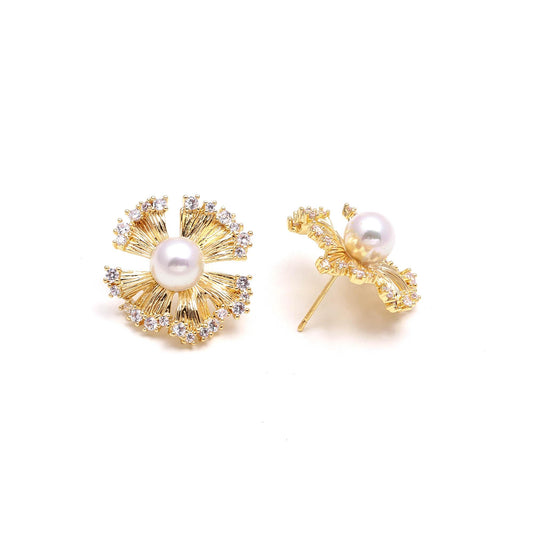 Sunburst Textured Pearl Studs