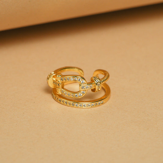 Double Layer Equestrian Buckle Ring