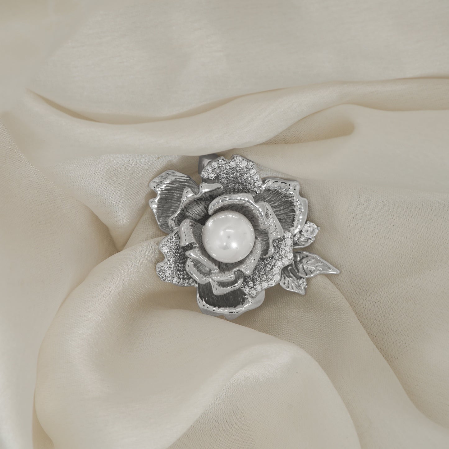 Vintage Rose Pearl Brooch