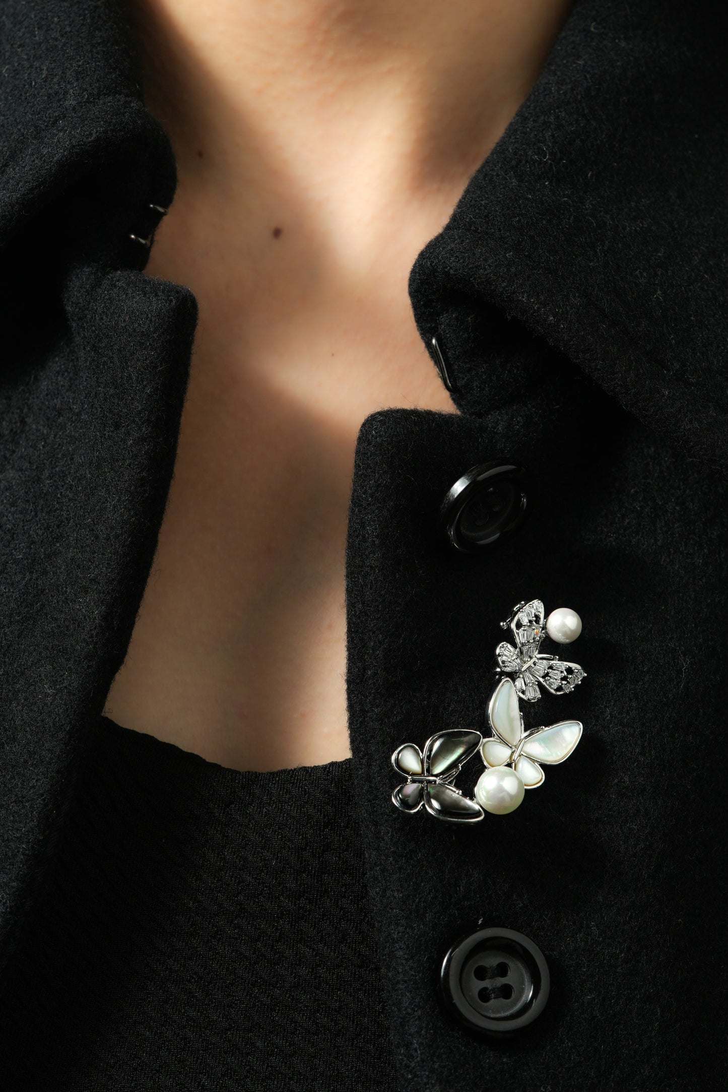 Mother-of-Pearl Butterfly Cluster Brooch