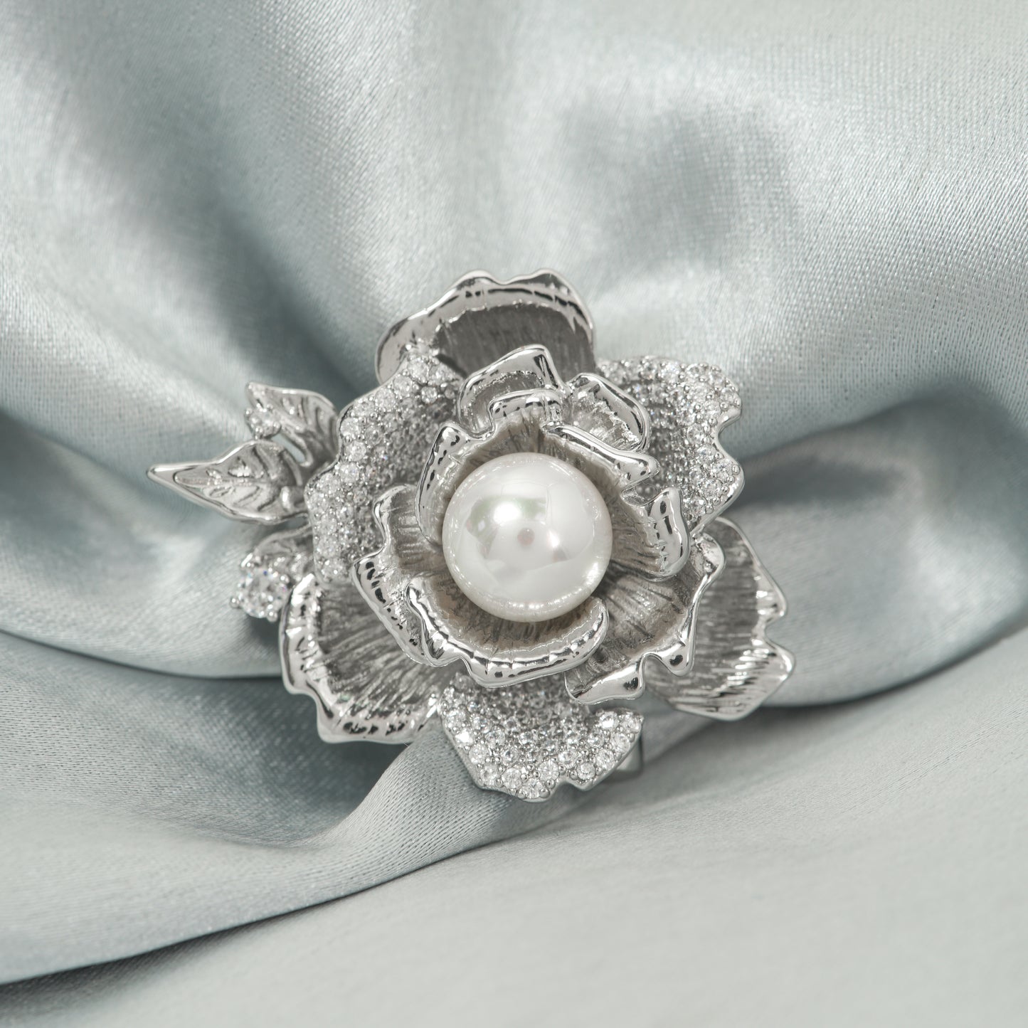 Vintage Rose Pearl Brooch