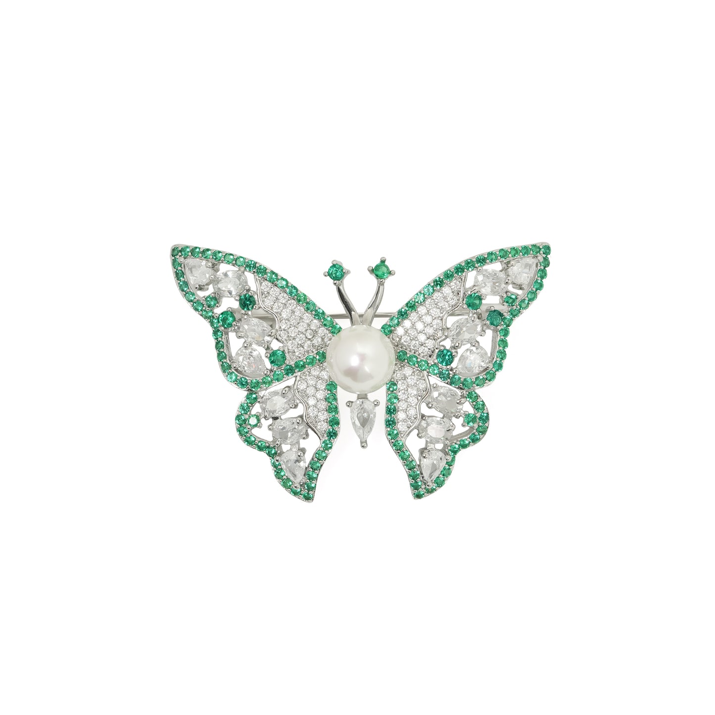 Emerald Toned Butterfly Brooch