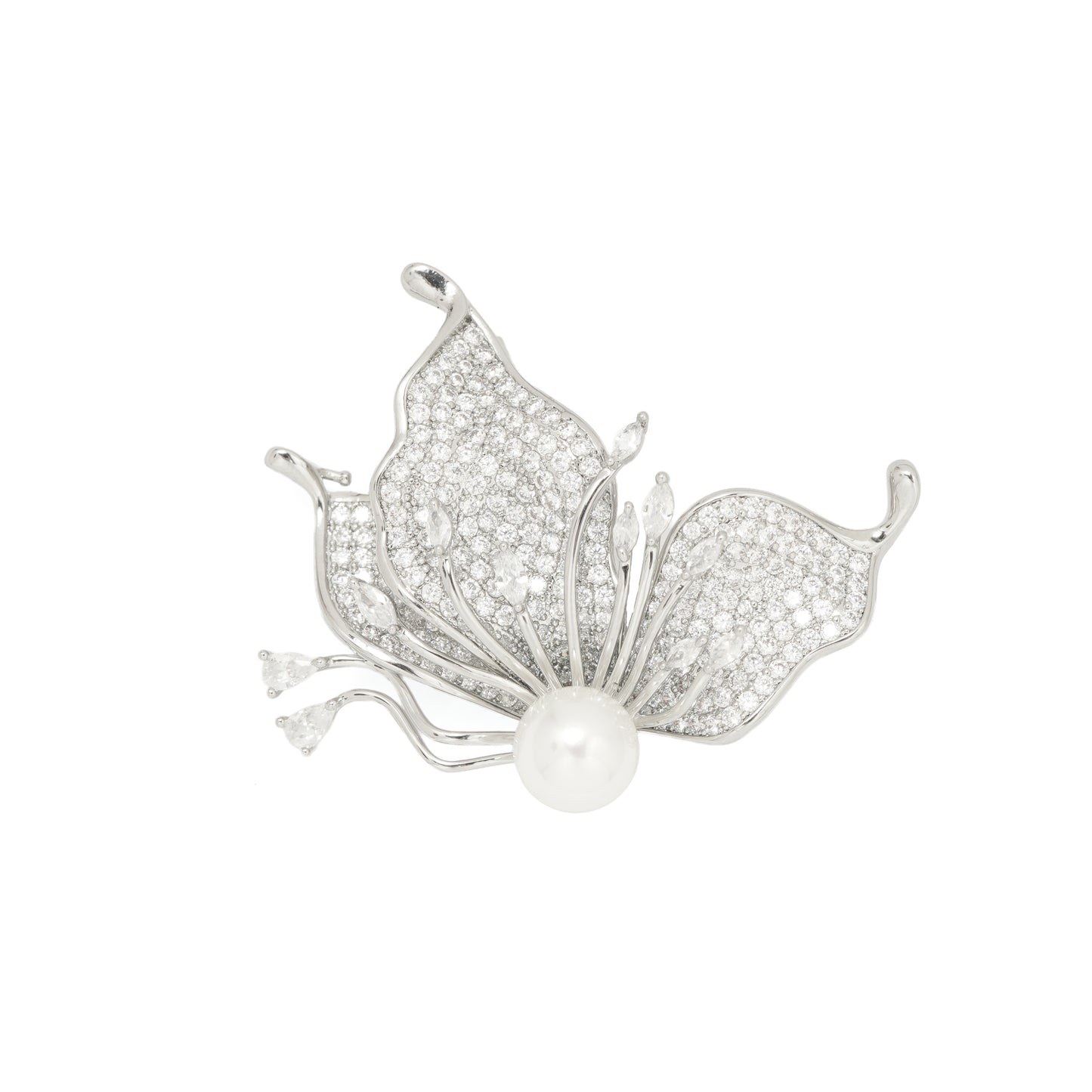 Glimmering Pave Butterfly Brooch