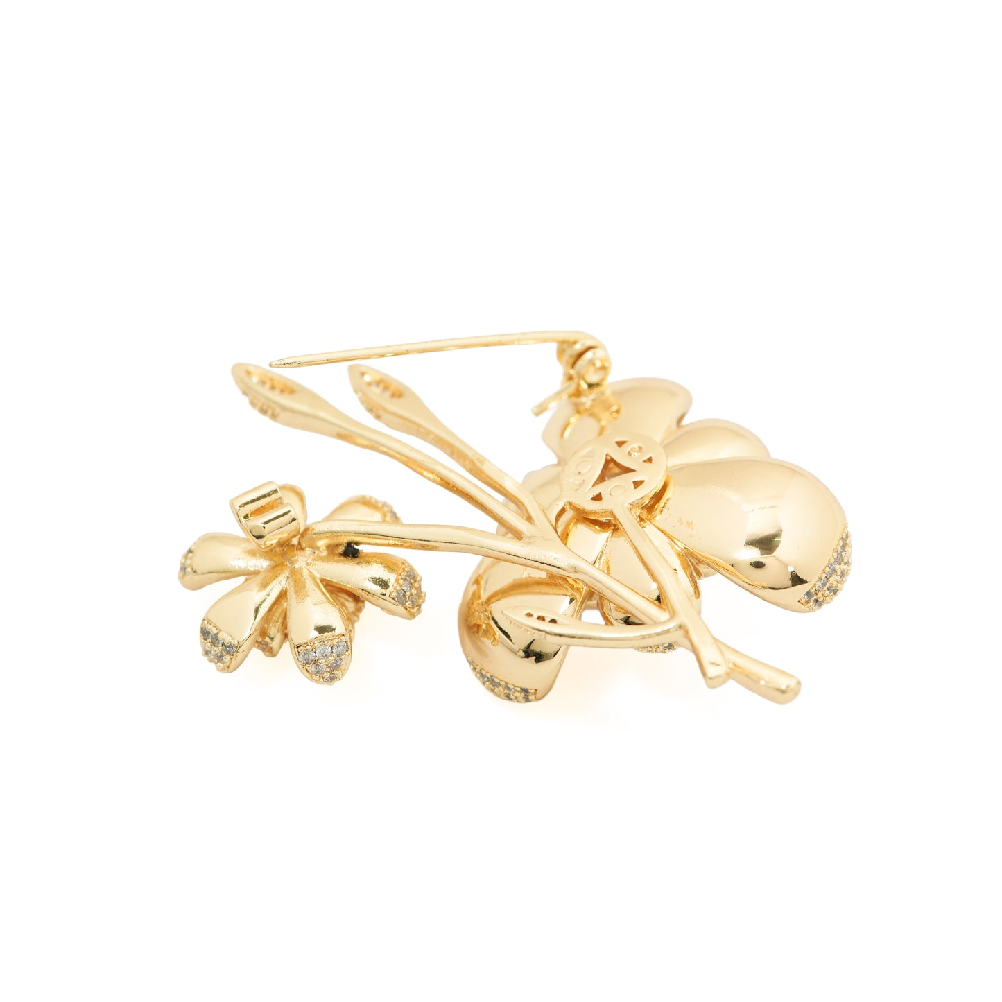 Twin Pave Flower Brooch