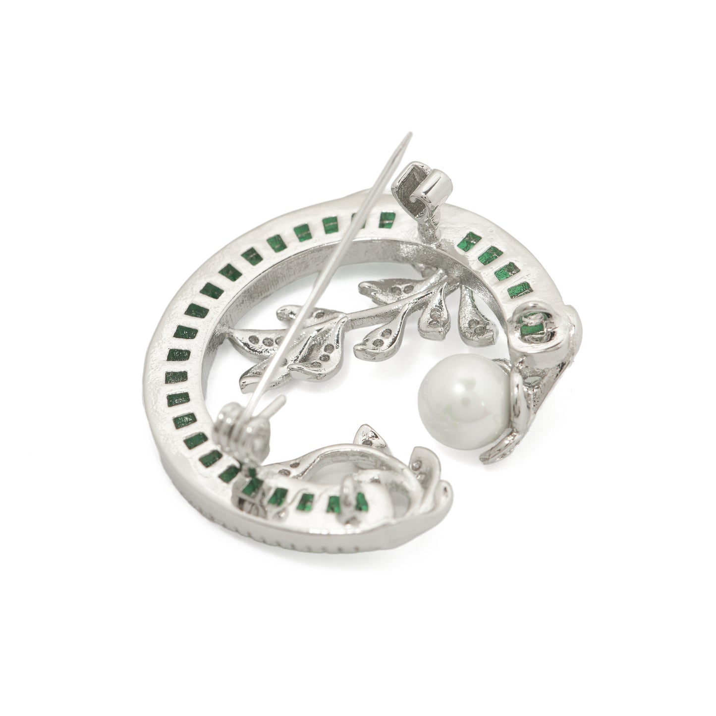 Emerald Wreath and Pearl Brooch