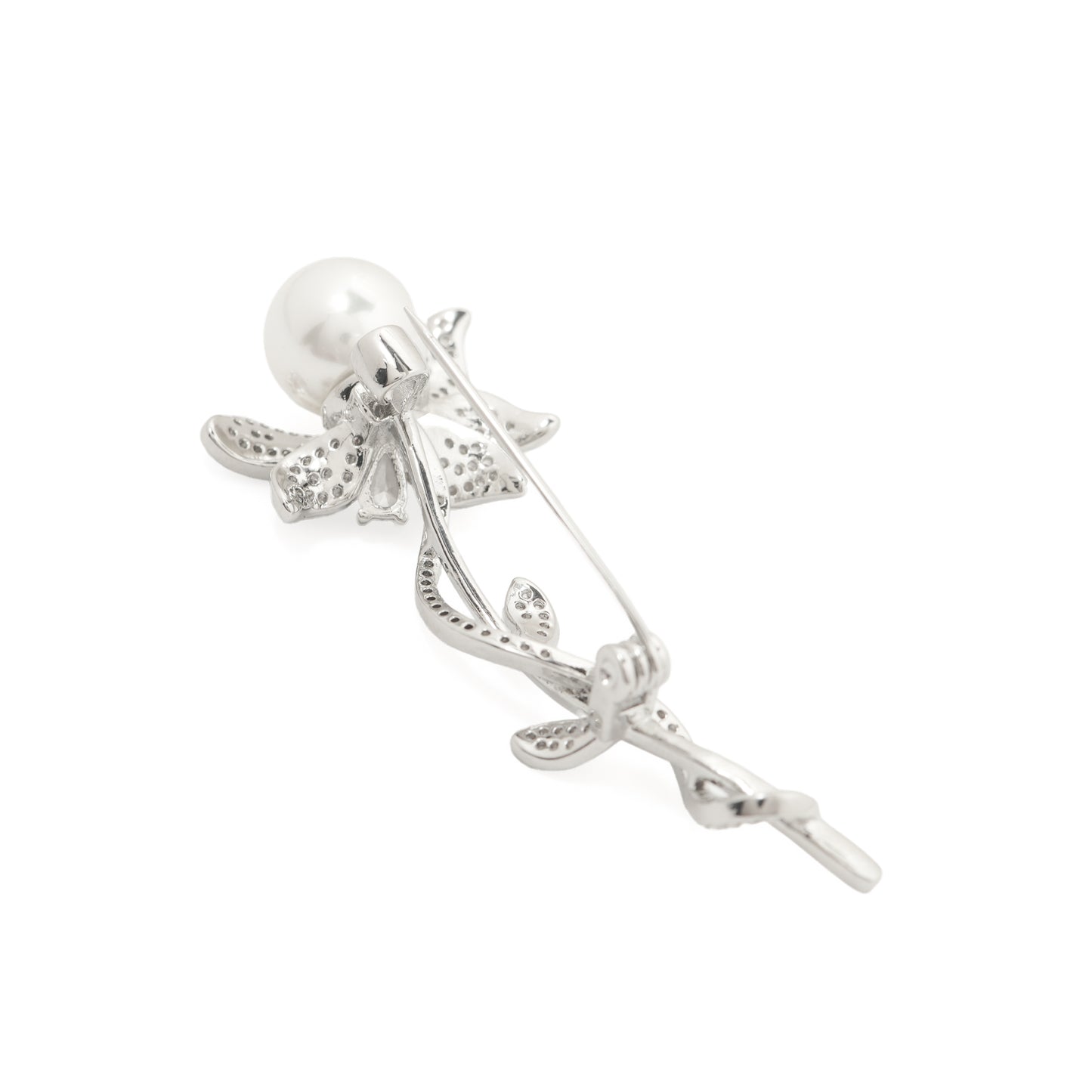 Silver Flower Vine Bar Brooch