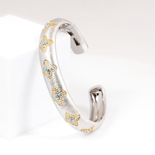 Frosted Aqua Blossom Cuff
