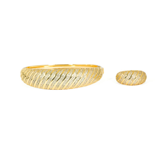 Stardust Spiral bracelet ring set