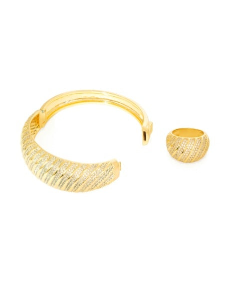 Stardust Spiral bracelet ring set
