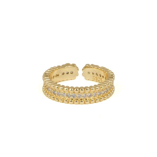 Gold Beaded & Pave Band