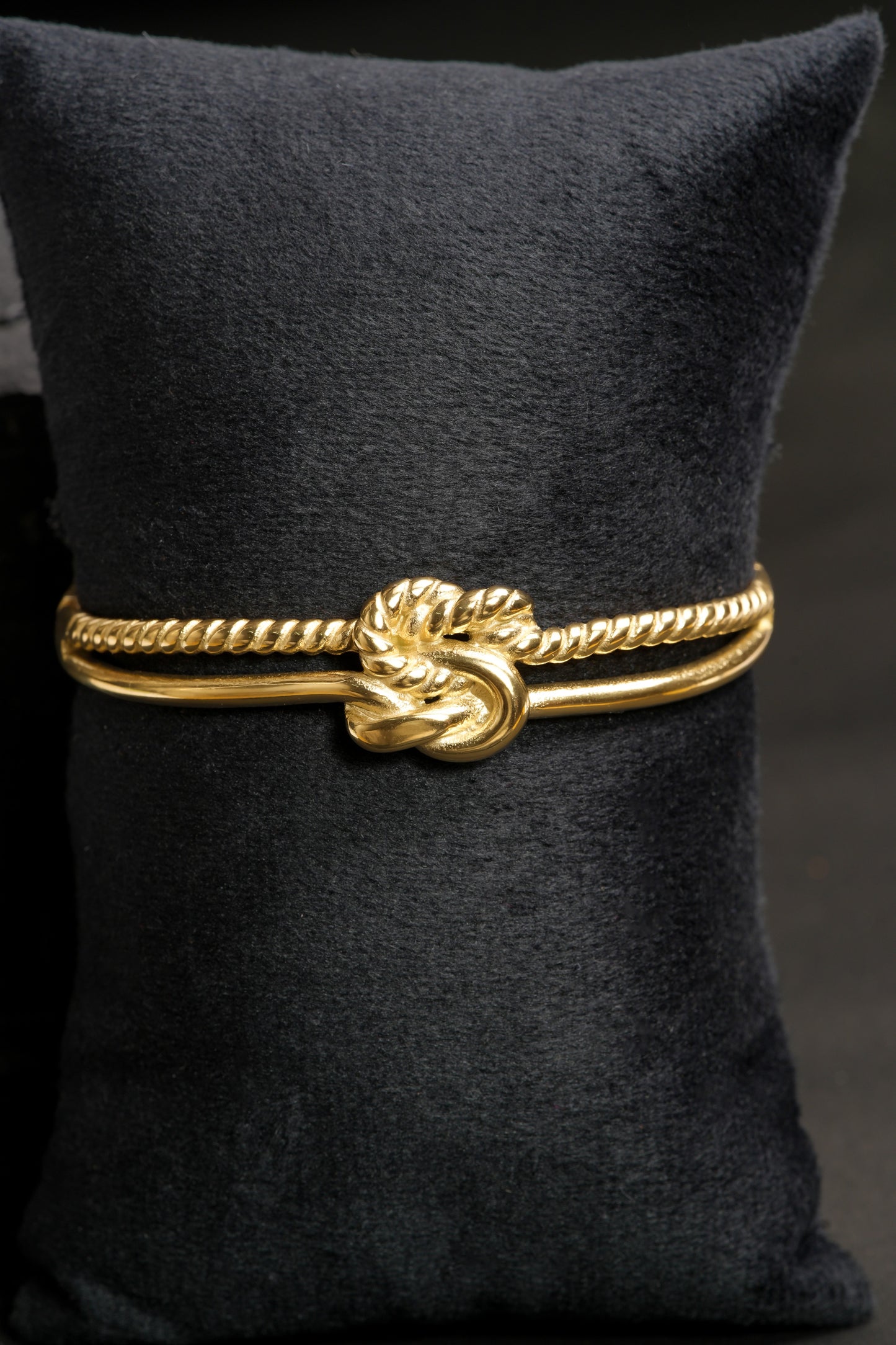 Love Knot Rope Gold Bracelet | Dual-Strand Smooth & Twisted Rope Bangle | Symbolic Gold-Tone Knot Bracelet for Everyday Elegance