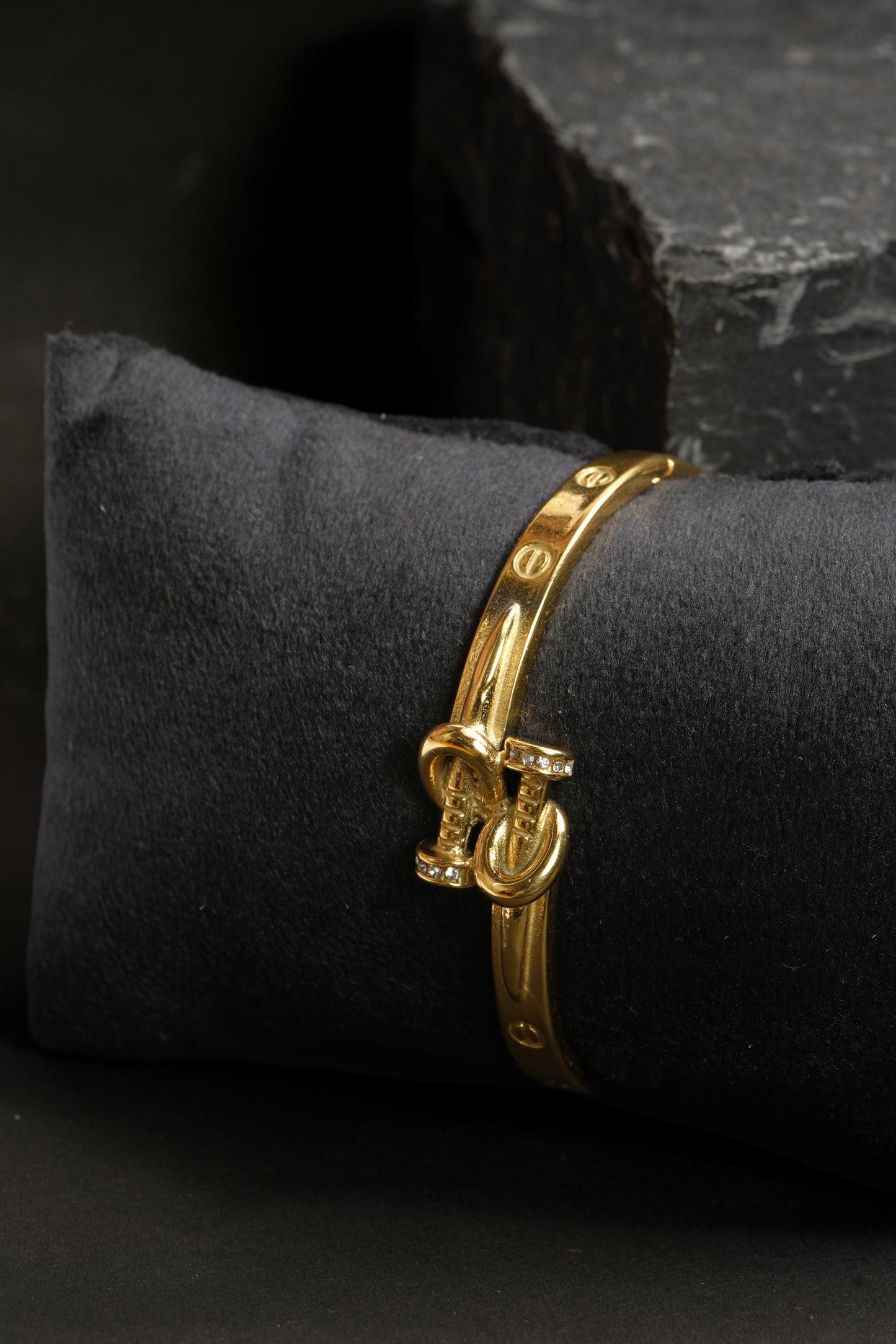 Bound Nail Statement Bracelet in Gold | Chic Screw-Detail Design Bangle for Women | Lightweight Daily Wear & Party Jewelry | Elegant Fashion Accessory for Modern Styling