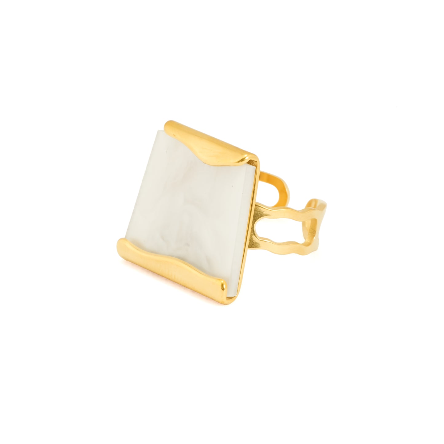 Gold Plated Mother of Pearl Jewelry Set for Women | Beautiful Gift Combo Featuring Necklace, Earrings, Bracelet and Ring