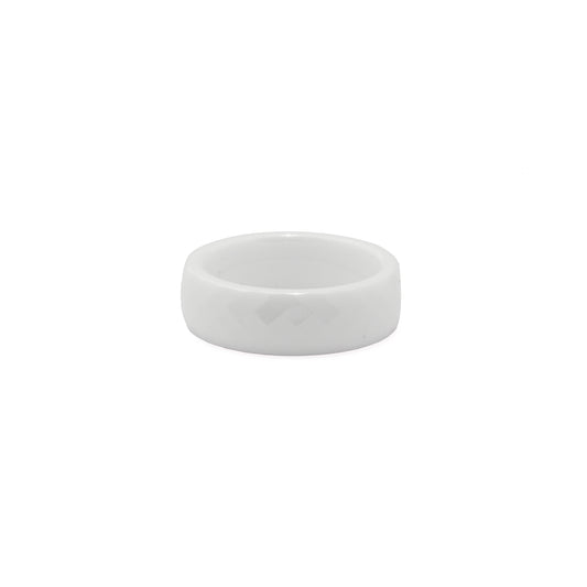 White Ceramic Faceted Band