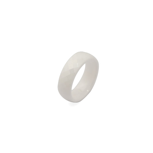 White Ceramic Faceted Band