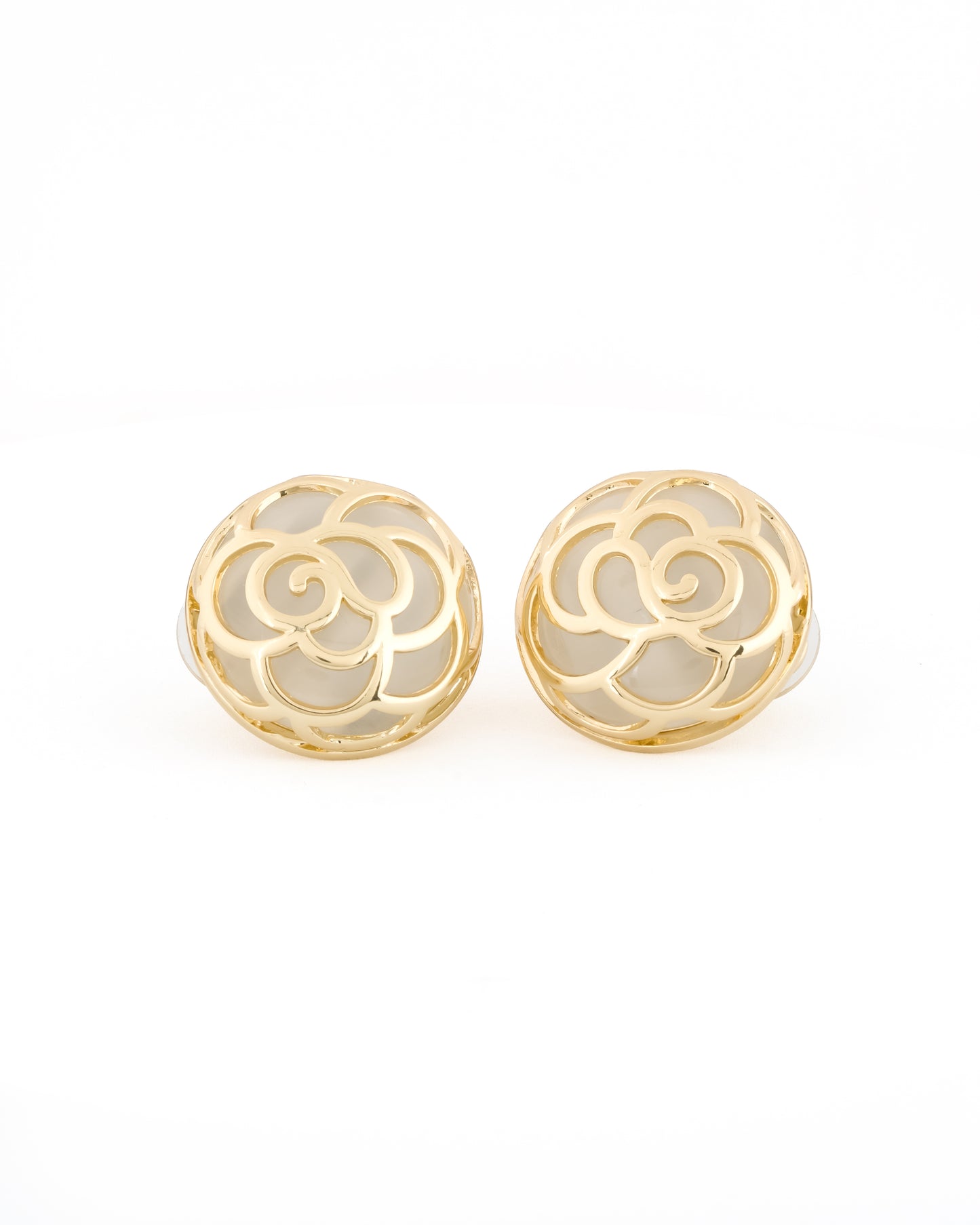 Gold Filigree Rose Studs