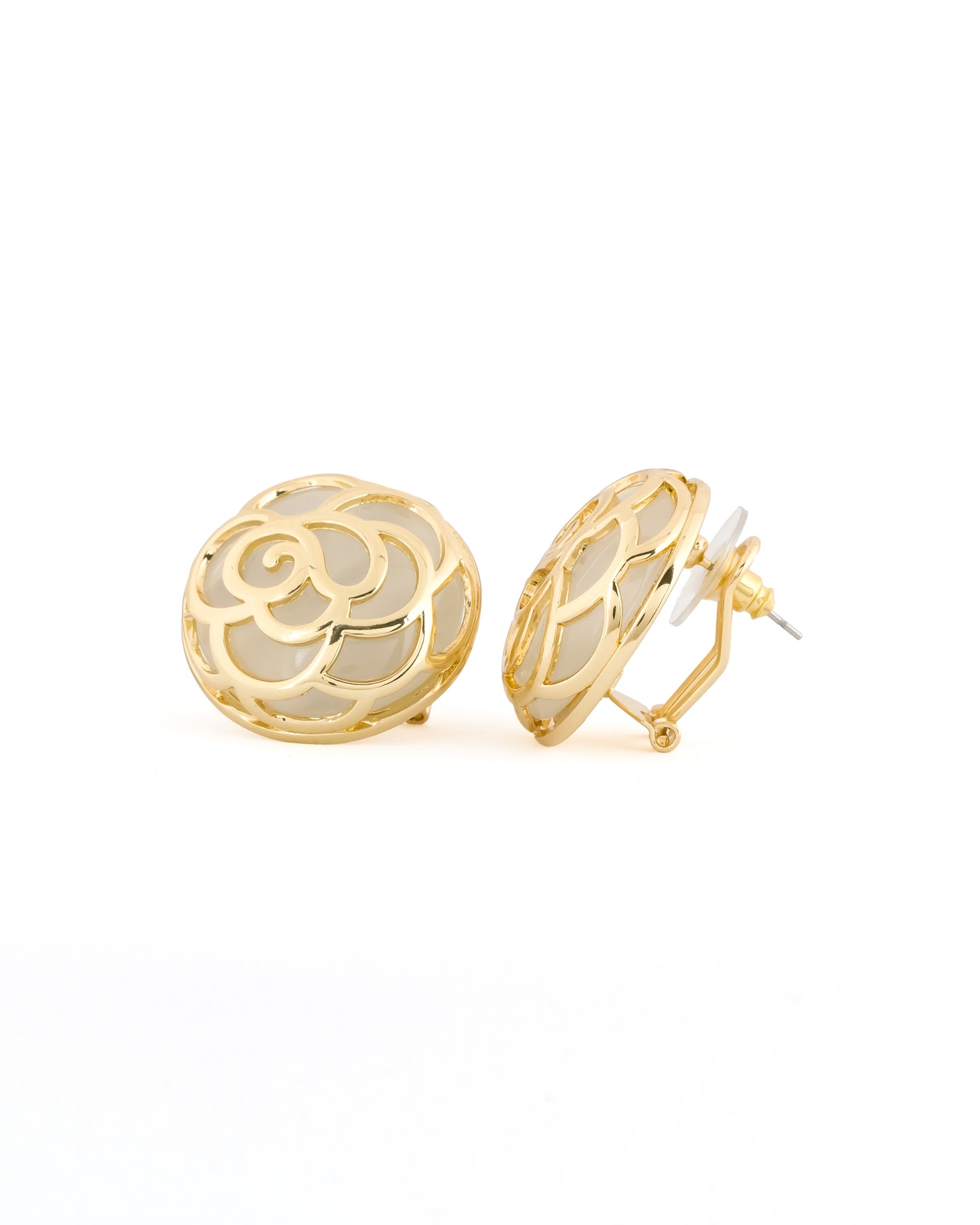 Gold Filigree Rose Studs