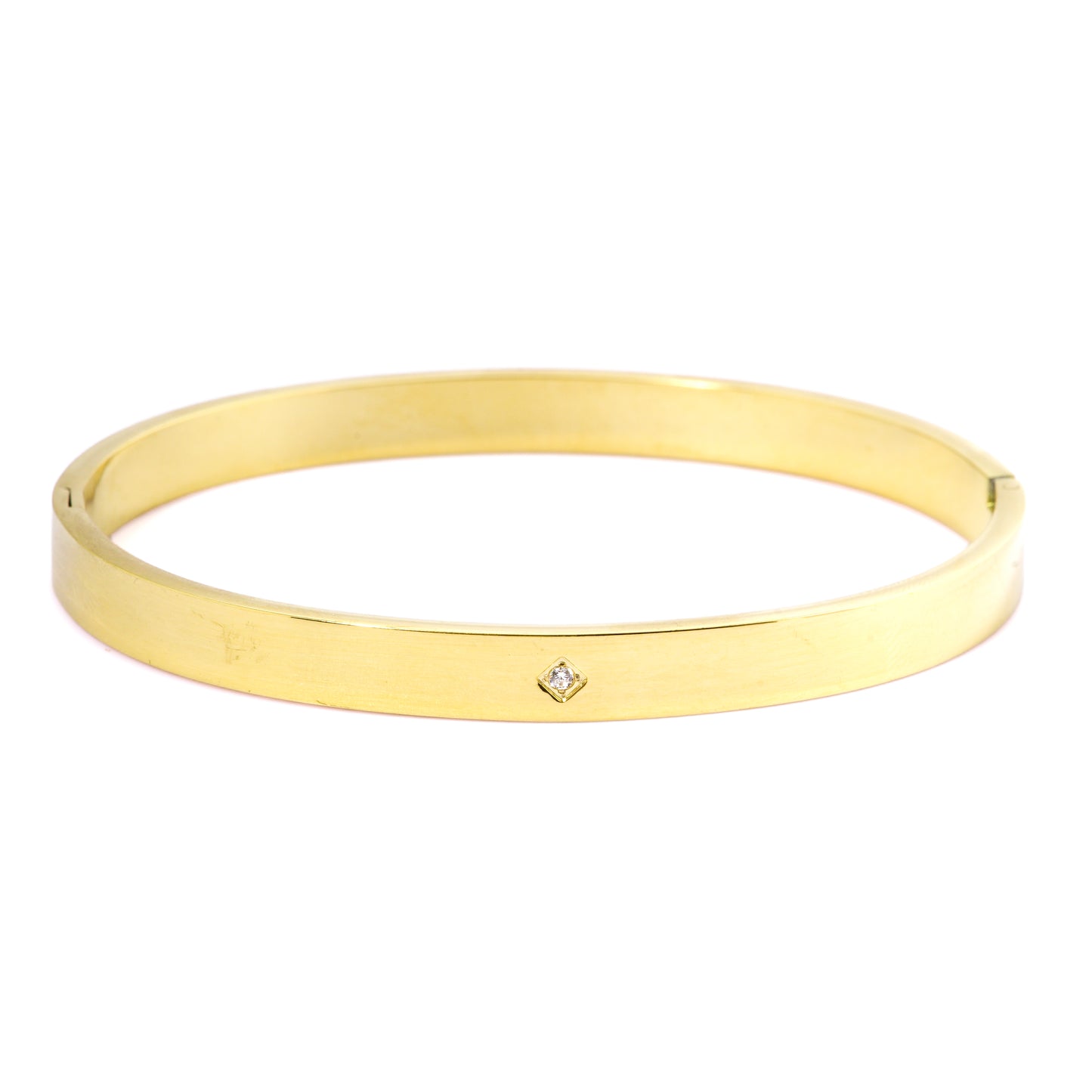 Mahttab Solitaire Stone Bracelet | Minimal Gold Finished Steel Bangle with Single Sparkling Rhinestone | Elegant Daily and Layering Bracelet for Women