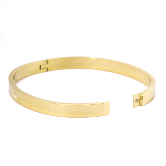 Mahttab Solitaire Stone Bracelet | Minimal Gold Finished Steel Bangle with Single Sparkling Rhinestone | Elegant Daily and Layering Bracelet for Women