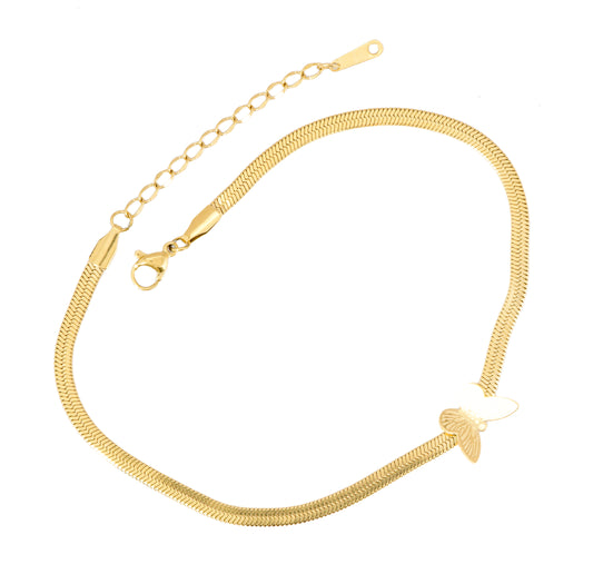 Butterfly Glow Gold-Tone Anklet for Women – Minimalist Double-Layer Chain Anklet with Elegant Butterfly Charm | Everyday Wear, Trendy & Lightweight Jewellery