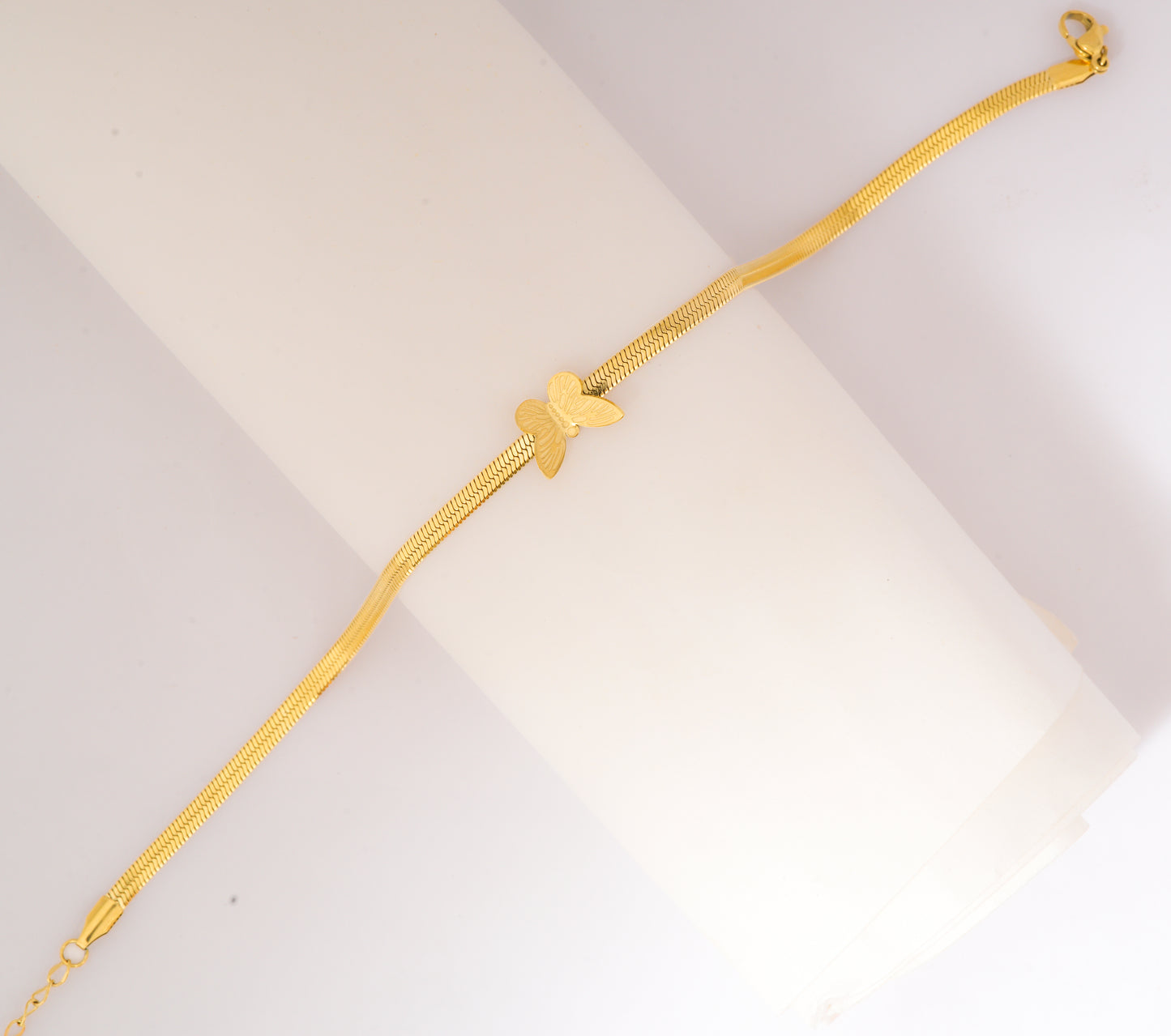 Butterfly Glow Gold-Tone Anklet for Women – Minimalist Double-Layer Chain Anklet with Elegant Butterfly Charm | Everyday Wear, Trendy & Lightweight Jewellery