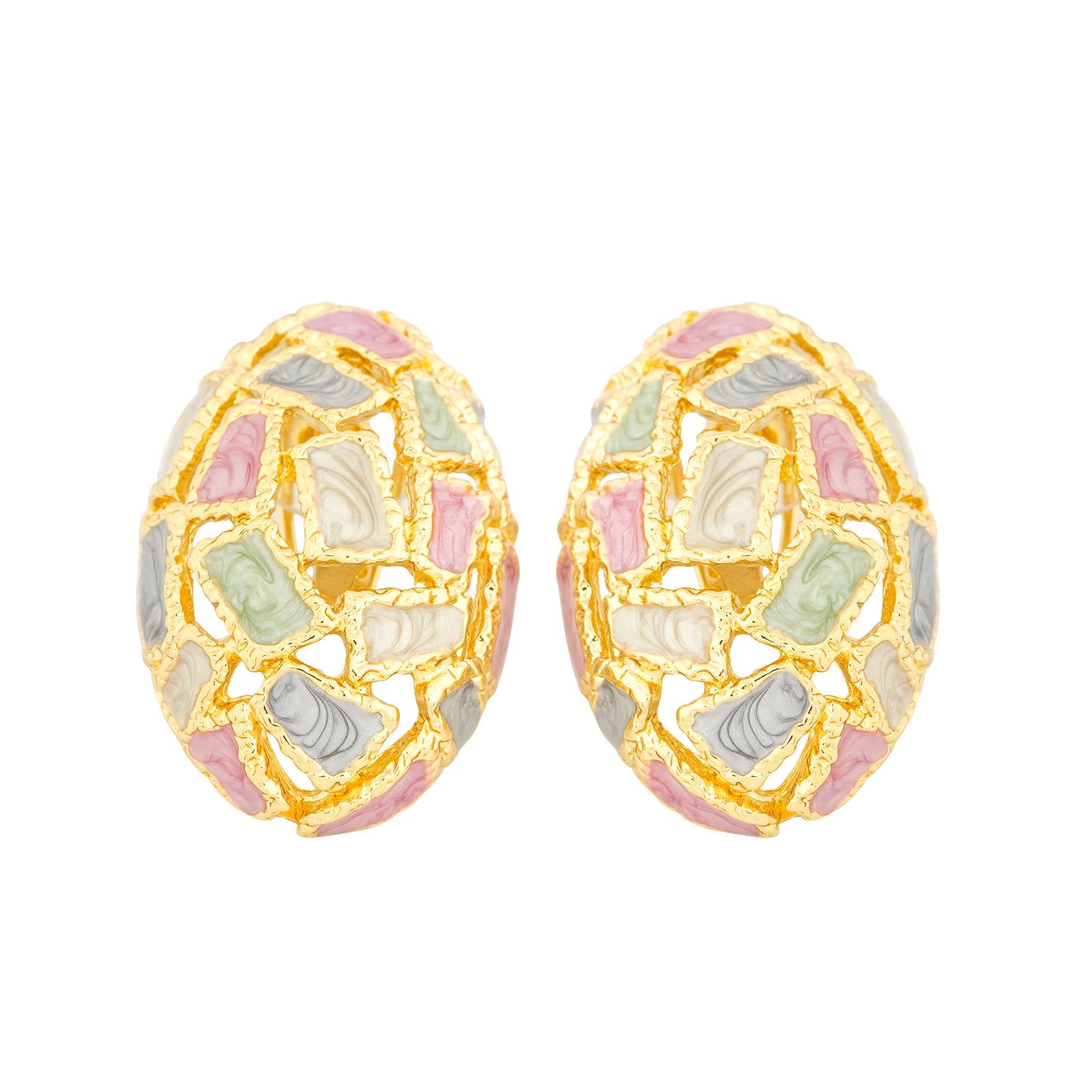 Pastel Enamel Oval Earrings