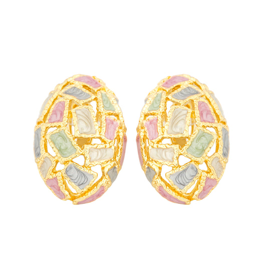 Pastel Enamel Oval Earrings