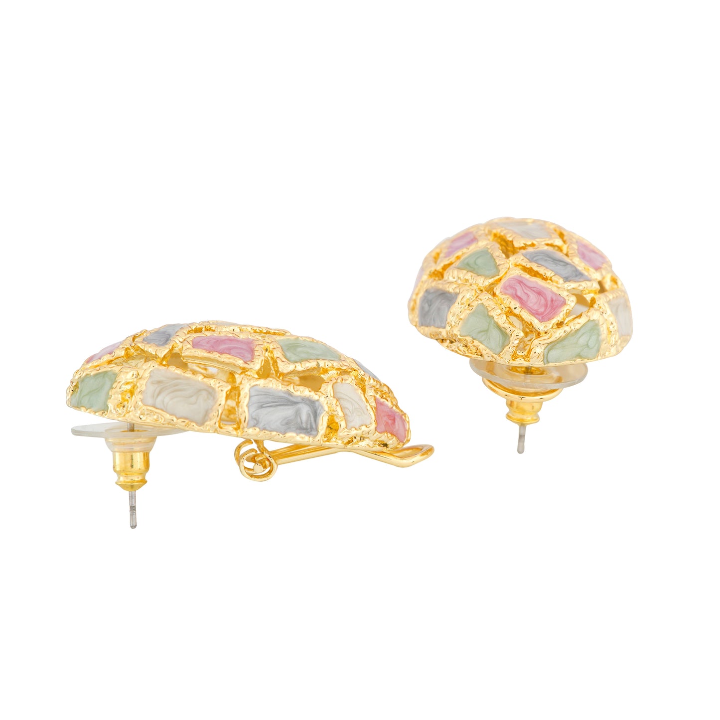 Pastel Enamel Oval Earrings
