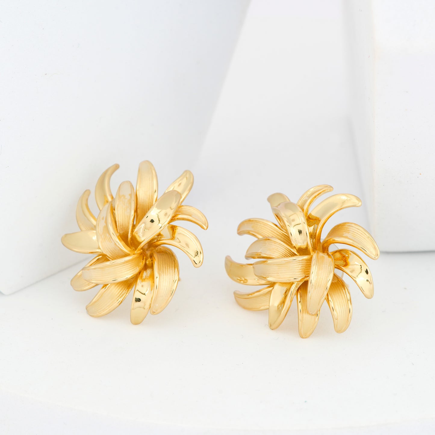 Gold Petal Burst Earrings