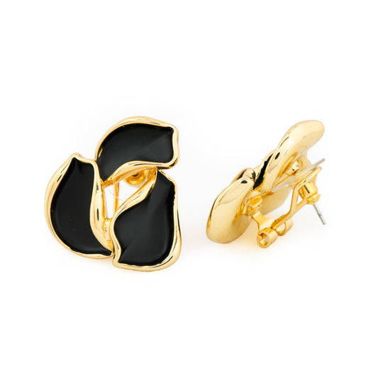 Black and Gold Petal Earrings