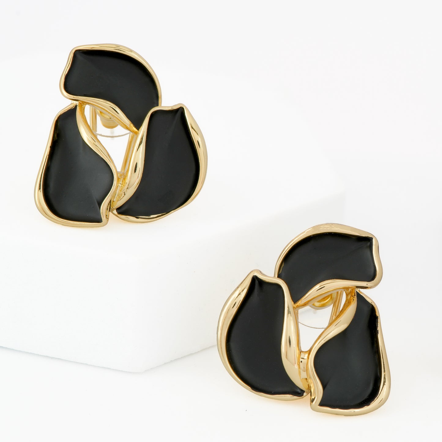 Black and Gold Petal Earrings
