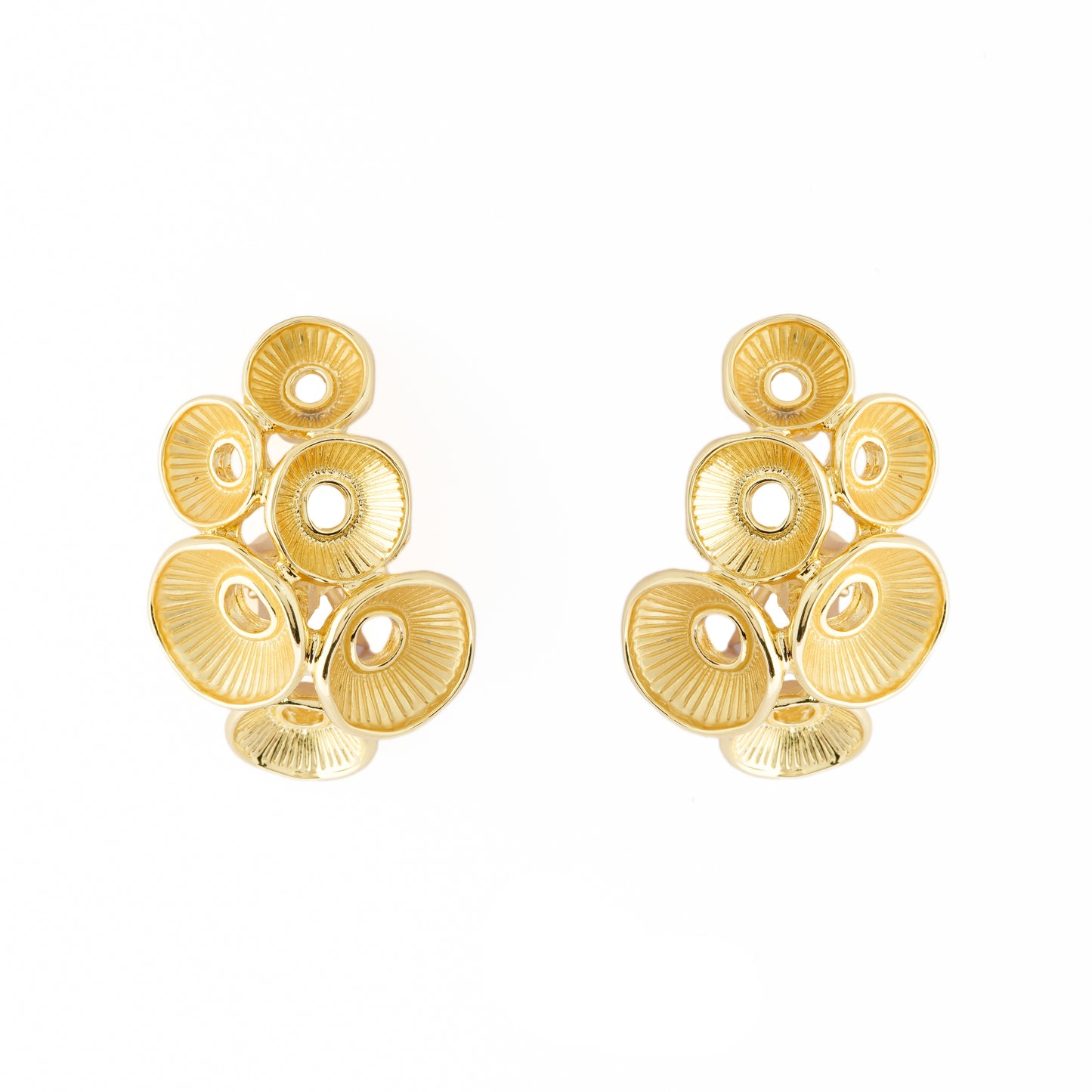 Gold Disc Cluster Earrings