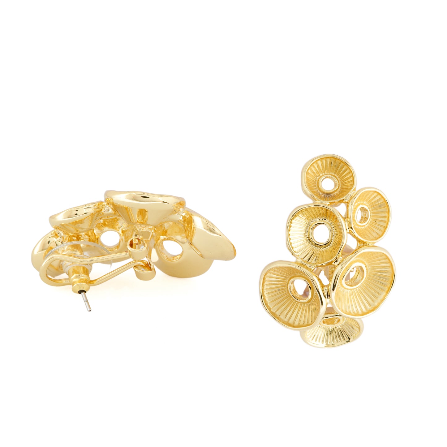 Gold Disc Cluster Earrings