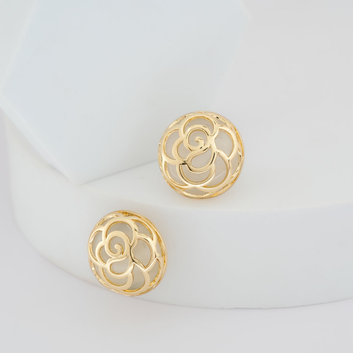 Gold Filigree Rose Studs