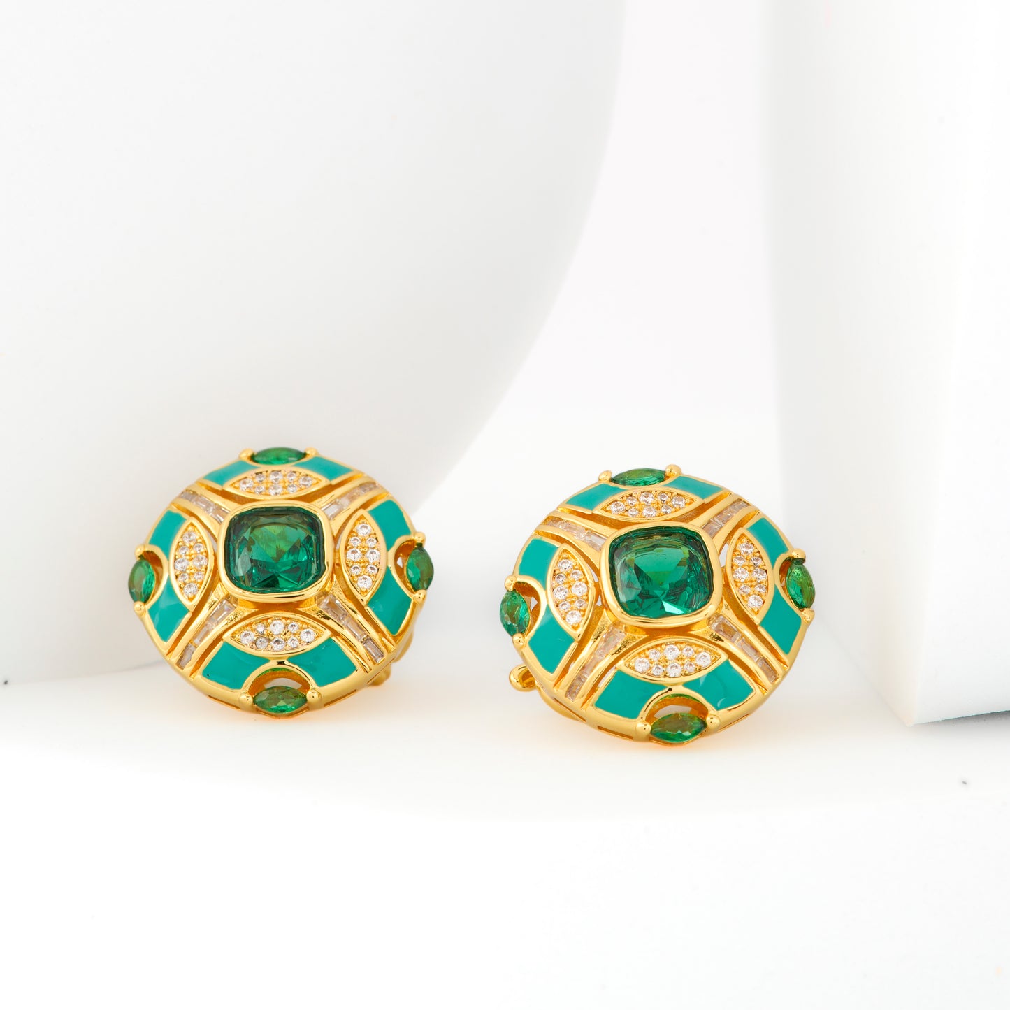 Regal Green and Gold Earrings