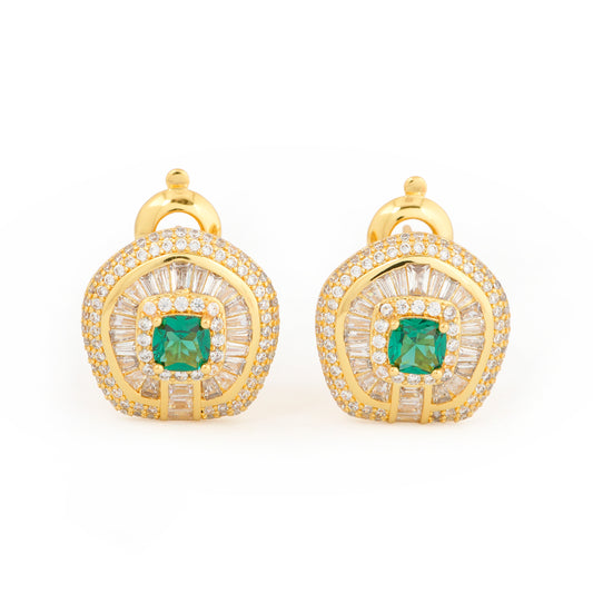 Emerald and Diamond Gold Studs