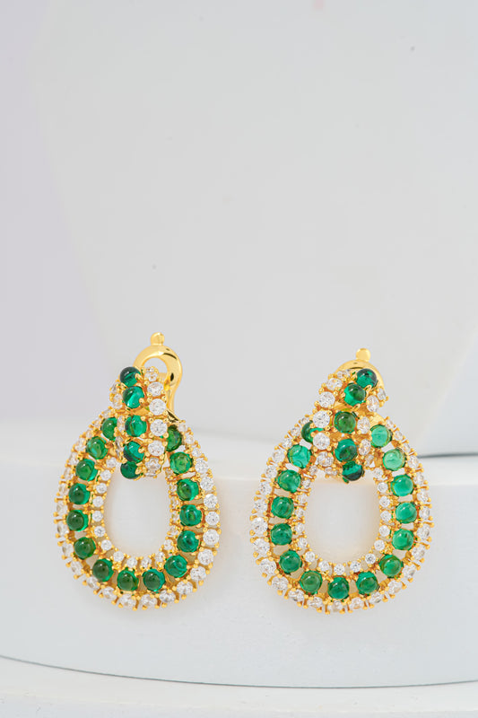 Emerald and Diamond Gild Teardrop Earrings