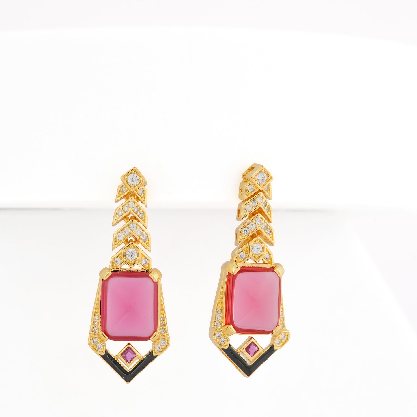 Pink Stone Dangle Earrings