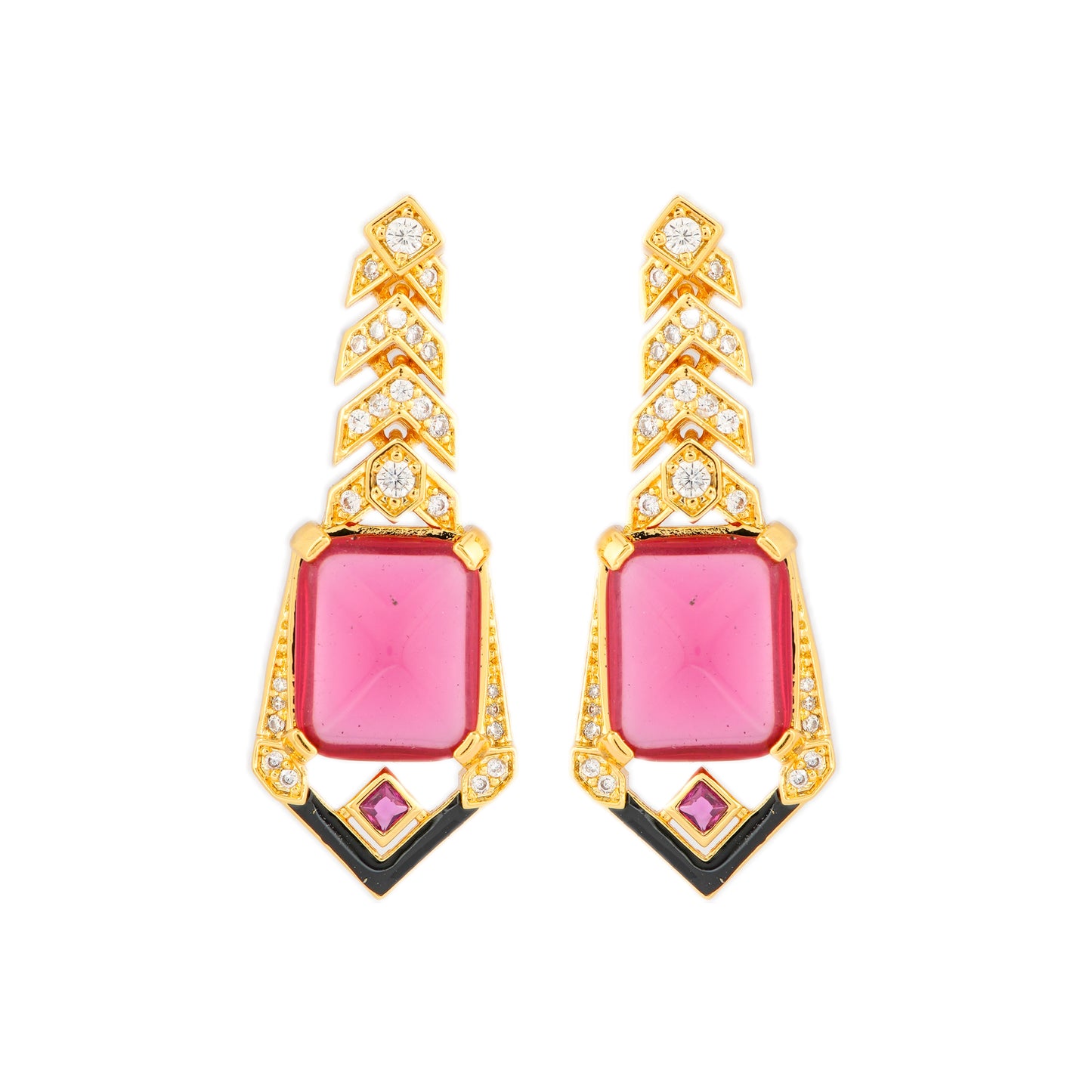 Pink Stone Dangle Earrings