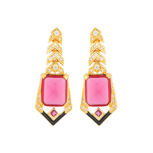 Pink Stone Dangle Earrings