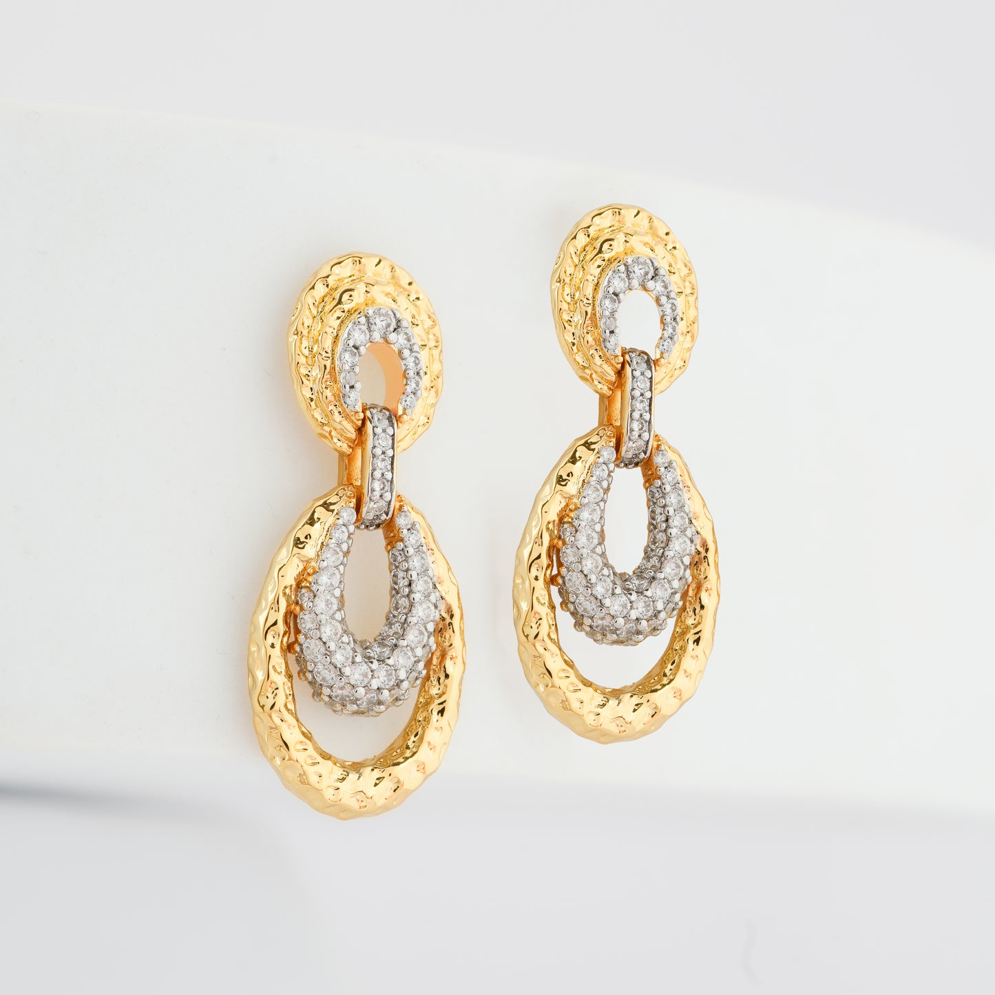 Two-Tone Pave Link Earrings