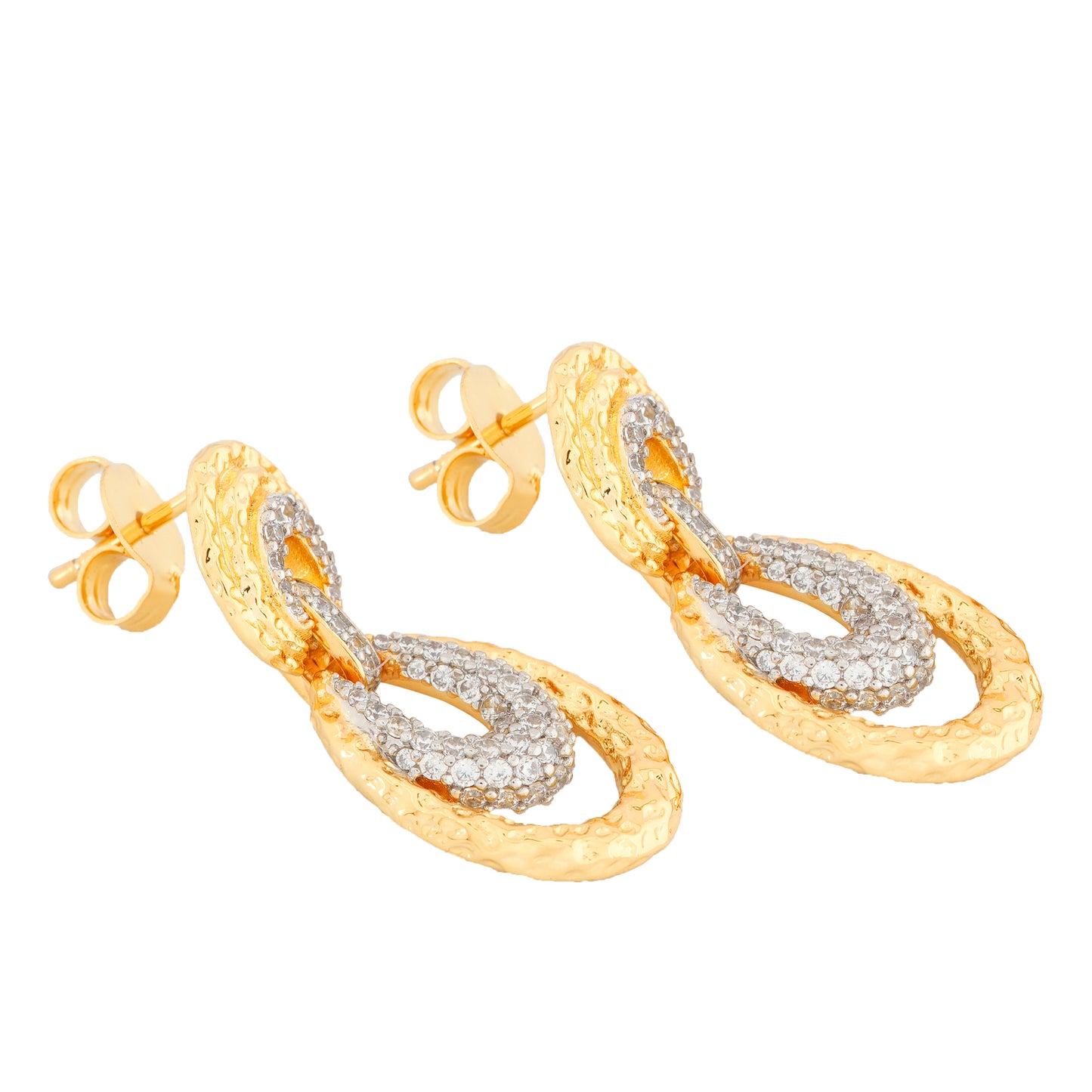 Two-Tone Pave Link Earrings