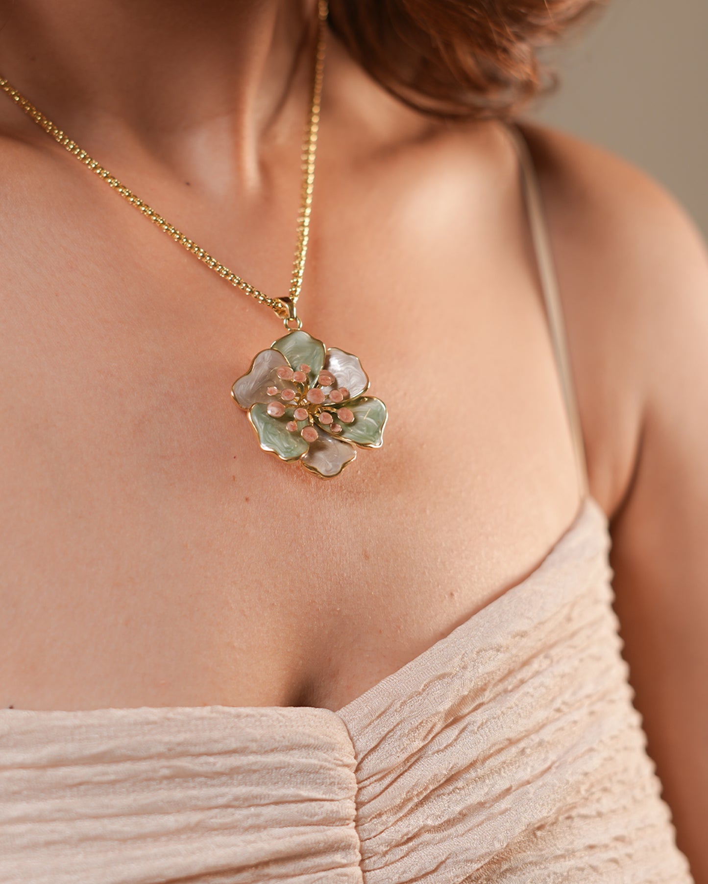 Pastel Floral Enamel Pendant with Matching Earrings | Elegant Gold Plated Jewelry for Women | Wedding, Party & Festive Wear Gift Set