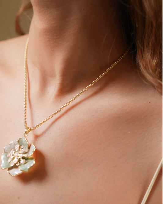Pastel Floral Enamel Pendant with Matching Earrings | Elegant Gold Plated Jewelry for Women | Wedding, Party & Festive Wear Gift Set