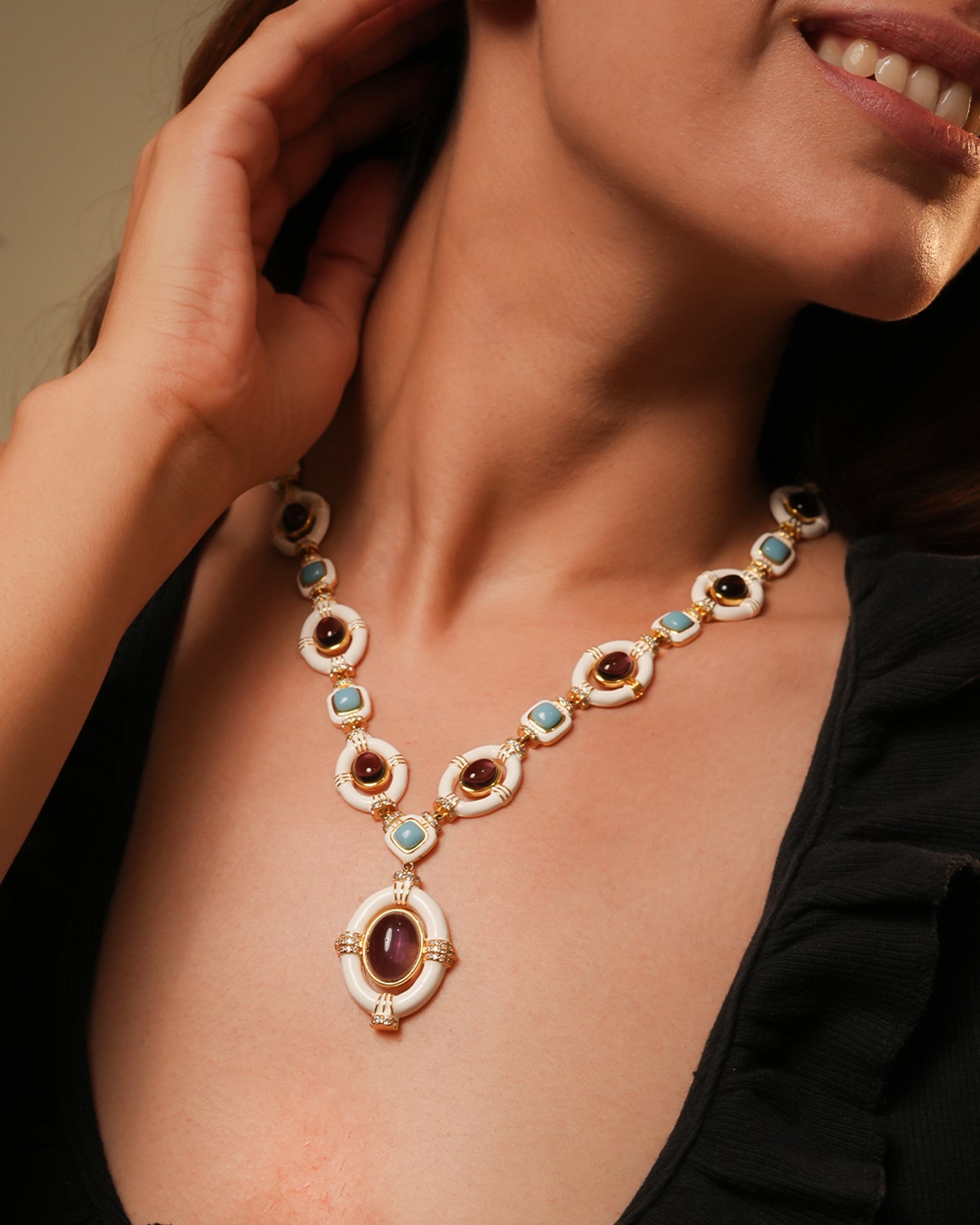 The Ophelia White Enamel Necklace