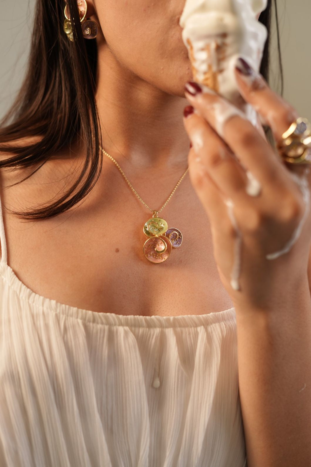 Multicolor Enamel Pendant Necklace Set with Earrings | Designer Jewelry for Women | Festive & Party Wear Gift Set