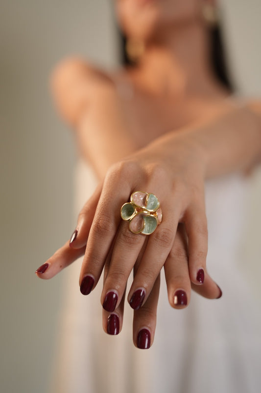 Gold Finish Spiral Design Statement Ring with Artistic Swirl Detailing | Contemporary Cocktail Jewelry for Women